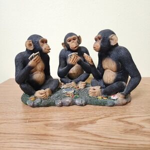 Chimps Monkeys Playing Cards Figurine Thailand Land‎ of Diversity and Refinement